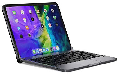 Brydge 11 Pro+, Hochwertige Bluetooth Tastatur aus Aluminium mit Trackpad, deutsches Layout QWERTZ, für das iPad Pro 11 (2018 & 2020), inklusive magnetischem iPad Cover, Space grau