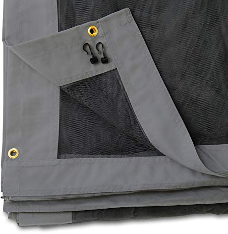 Moskitonetz für Gartenpavillon Sunset Deluxe 4x4 m - Polyester - Insektengitter inkl. Haken, mit Reißverschluss - dunkelgrau