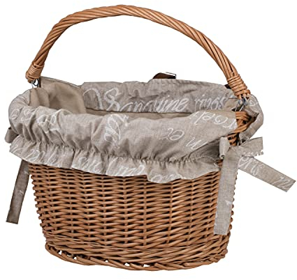 e-wicker24 Alles aus Weide Fahrradkorb vorne Groß Korb geflochten für Fahrrad Gepäckträger Retro Fahrradkorb aus Weide für Lenker Vintage Stil Weidentransporter Einkaufskorb Weide (Beige)