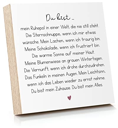 ARTFAVES® Holzbild mit Spruch - Du bist mein Ruhepol | Deko Geschenk zum Thema Freundschaft/Liebe/Familie/Größe: 14,8 x 14,8 cm