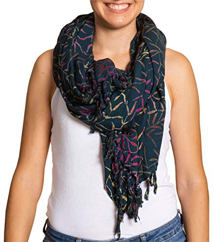 PANASIAM Batik Schal Damen & Herren - XXL Halstuch - großes Schultertuch | Handgefärbtes Unikat aus 100% Viskose, XL Stola - Mulitifunktionstuch auch Strandtuch, Pareo Tuch, Wickelrock & Strandkleid