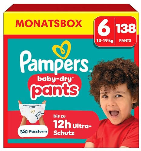 Pampers Baby-Dry Pants Größe 6, 138 Stück, 13kg-19kg, 360° auslaufsichere Passform für Tag und Nacht