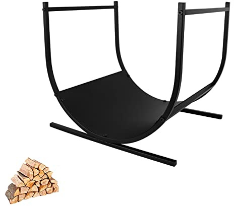YRHome Étagère à bûches semi-circulaire 44,5 x 37,5 x 40 cm (L x l x H) Étagère à bois de chauffage en acier revêtu par pulvérisation Support en bois Aide à empiler les bois