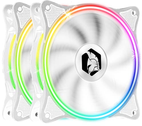 EMPIRE GAMING -Ventilateur de Boîtier PC Gamer 2x120MM -Flux d’air élevé -RGB Adressable LED PWM 3 pins 5 Volts Dual Loop -Silencieux -Refroidissement 12CM - Blanc