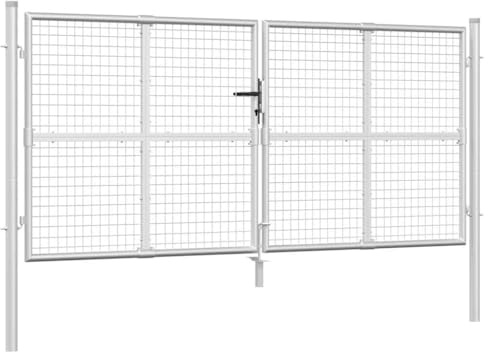 vidaXL Maschen-Gartentor Silber 300x125 cm Verzinkter Stahl