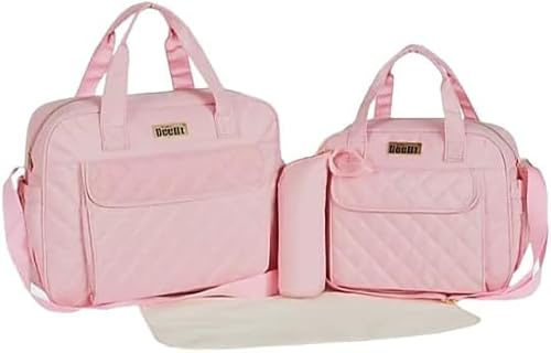 Deellt Set bröstväska baby skötväska skötväska barnvagn stor kapacitet multifunktionell ryggsäck moderskap mödrar sjukhus flaska hållare, Rosa