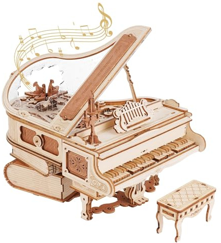 ROWOOD Rompecabezas de madera 3D, caja de música de piano mágico, kit de construcción de modelos mecánicos de madera para adultos y adolescentes, regalo creativo de cumpleaños