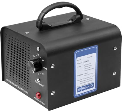 Auveach Ozongenerator 32,000 mg/h für den industriellen Haushalt, tragbarer Luftfilter, Ozonisator mit Timer für Büros, Garagen, Landwirtschaft (schwarz)