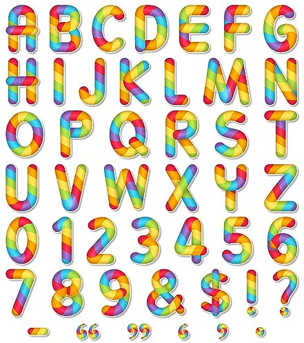 176 pezzi arcobaleno bacheche lettere di classe lavagna lettere combo 10,9 cm lettere dell'alfabeto colorate numeri e simboli lettere ritagliate per bacheca casa scuola arcobaleno decorazione aula