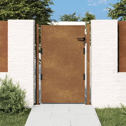 Homgoday Garden Gate Metal Gate Garden Door Fence Door Garden Gate Single Gate Double Gate Yard Gate Entrance Gate Garden Fence Gate 105 x 130 cm Corten Steel