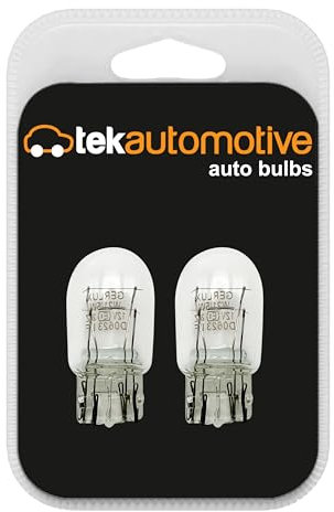 Tek Automotive 580 W21/5W Bulb – 12V 21/5W 380W W3x16Q T20 Capless Brake Light Bulbs, Tail & Daytime Running Lights – E Marked, Road Legal - Twin Pack