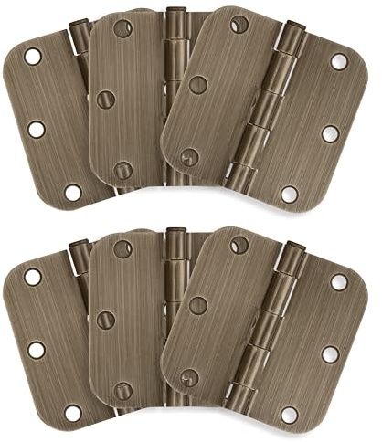 Design House 189746 Door Hinge in Antique Brass, 3-1/2-Inch, 5/8-Inch Radius, 6-Pack, 6 Pack