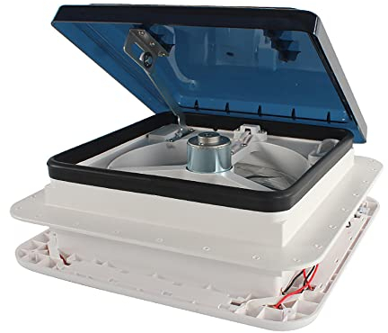 BAOCHADA Ventilatore da tetto per camper da 11 pollici, ventilatore da tetto con ventilatore a LED, per roulotte, lucernario, protezione dai raggi UV (28 x 28 cm)