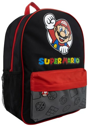 Super Mario Ryggsäck | Mario Skolväskor För Pojkar | Spelarryggsäck För Pojkar | Svart
