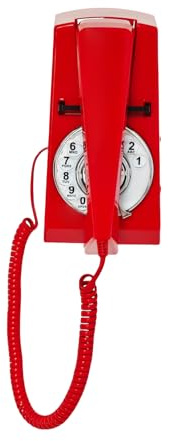 Artisam Retro Telephone, Vintage Landline Wall Mounted Rotary Dial Phone for Home Office Hotel School (Red)