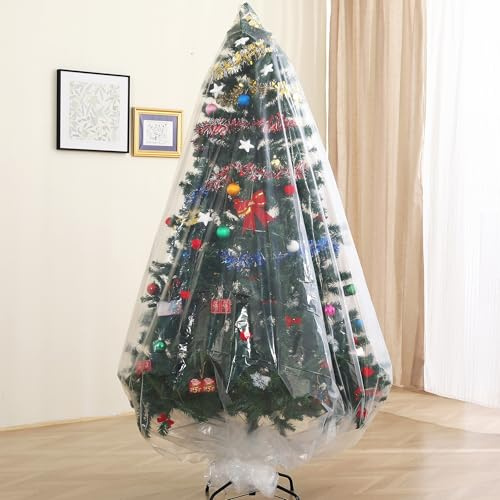 Liyaomix Jumbo Christmas Tree Removal Bag, Clear Extra Large 6ft Width x 9ft Tall Christmas Tree Disposal Bag Waterproof for Upright Storage