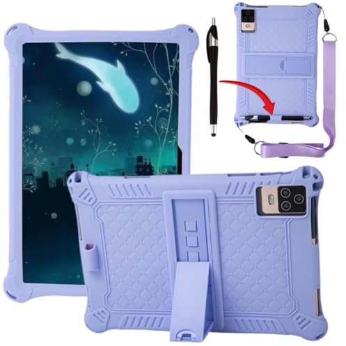 Misenya 10.1-inch Case for Okaysea/BYYBUO/Hoozo/QunyiCO/PRITOM/plimpton/Onn 10.1-inch Android Tablet Universal with Lanyard/Stylus/Pen Holder Soft Case (Purple)