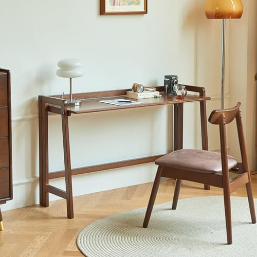 YHKJLYH Klappbarer Schreibtisch aus Massivholz, moderner Schreibtisch aus der Mitte des Jahrhunderts, minimalistischer Schreibtisch aus Holz, Klappschreibtisch für kleine Räume, rustikales Braun, 10