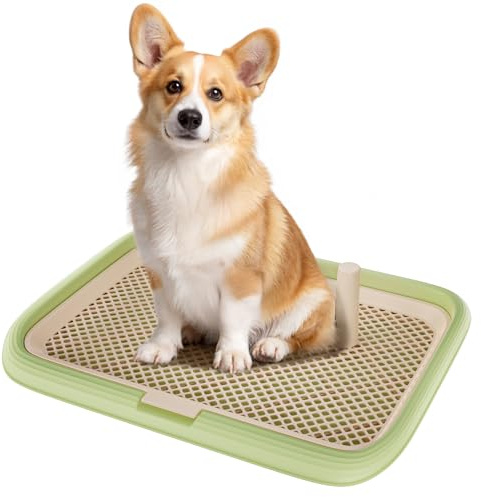 Dog Potty Tray, 23.6x17.68 Indoor Pet Pee Pad Holder,Puppy Training Holder,Bathroom Dog Litter Box, Pet Toilet for Small and Medium Dogs,Housebreaking Supplies, Pet Products (Green)