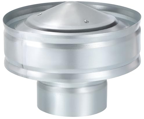 YOKIVE 1 Pcs 5-Inch Round Chimney Cap, Galvanized Iron Cone Top Chimney Cap with Screen | Stove Pipe Cap Stovepipe Finial Great for Outside Vent Flue Roof