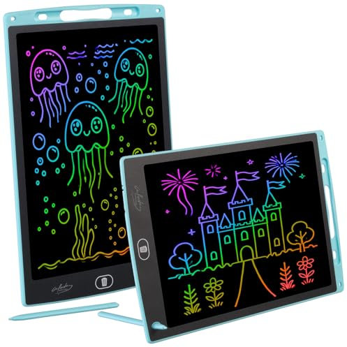 infactory Schreibtafeln: 2er-Set LCD-Schreibtafel 30cm / 12,inkl. Stift,blau,Multicolor (Elektrische Schreibtafel, LCD Schreibtafeln groß, Eingabestift)