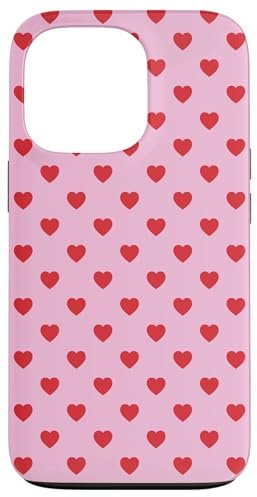 Custodia per iPhone 13 Pro Carini Mini Cuori Rossi su Sfondo Rosa per Ragazze