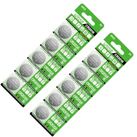 Fazvncv Lot de 10 piles bouton CR2016 3 V DL2016 LM2016 pour montres, télécommandes, calculatrices et plus encore