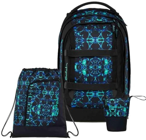 Satch Pack Pencil Slider Light Edition Schulrucksack Set 3tlg. inkl. Sportbeutel (Caleido Blue)