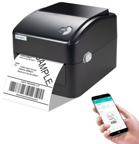 vretti Shipping Label Printer,Built-in Large label Tray,Bluetooth & USB