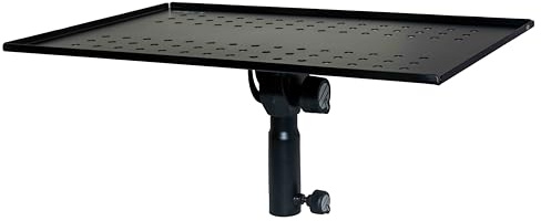 QUIK LOK | TOP003 multifunktionell hylla på tangentbordsstativ; universell; justerbar; lastkapacitet 15 kg; perfekt för bärbar dator och mixer; målat stål