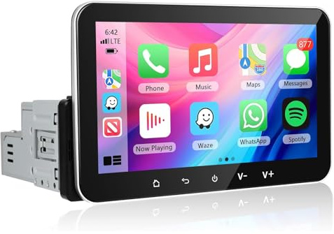 [4GB+64GB] Motorsi 1 DIN Autoradio con Kabelloses Carplay, 7 IPS Bildschirm Android Auto Pantalla Táctil con Android Auto/GPS/Bluetooth/SWC/FM/RDS/EQ/WiFi/USB Radio Receptor+Cámara Trasera