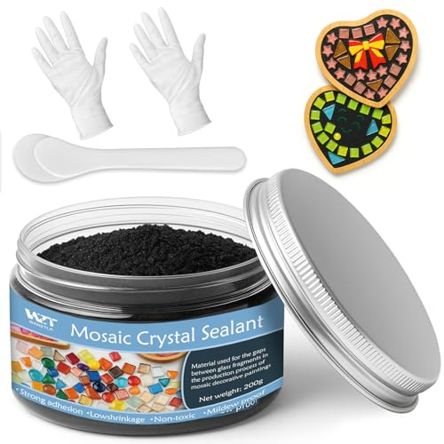 Professional Mosaic Grout for Crafts Black 200g - Quick-Dry Crystal Tile Grout with Contrast Color Technology, DIY Art Supplies for Mosaic Glass Decor, Handmade Gifts & Home Improvement Projects