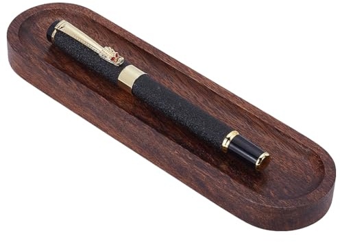 UNICRAFTALE Plateau à Crayons en Bois de Noyer Organiseur de Bureau Porte Crayon Minimaliste pour Instruments D'Écriture Repose Travail Étudiant Enseignant Cadeau 19x5cm