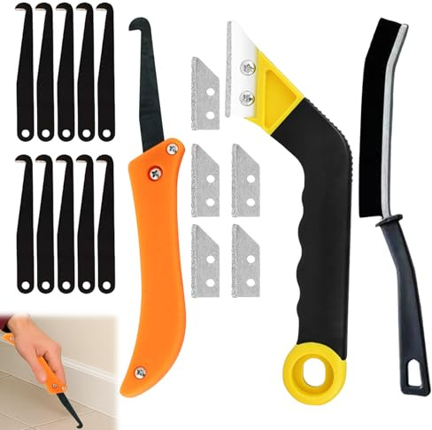Girihe 18 PCS Grout Removal Tool, Tile Grout Remover with 15 PCS Replacement Accessories, Grouting Tool for House Tile Floor Cleaning Repair