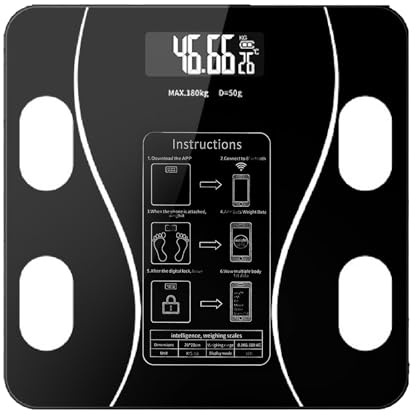 Scales for Body Weight,Rechargeable Digital Personal Smart Scales with App,Bluetooth Scales for Body Fat,BMI,Weight,Muscle Mass,Water,Bone Weight,etc,Black