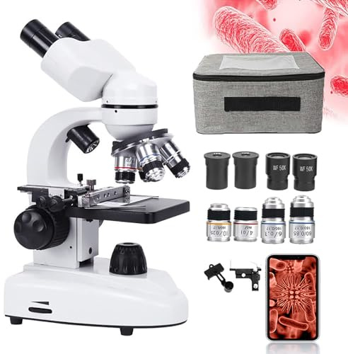 DEaThsalL Microscopio Biologico HD 30000X/50000X/70000X, Set di Microscopi Binoculari Professionali, Tubo A 360° + Distanza Interpupillare Regolabile (55-75 Mm), per Insegnamento/Laboratorio,30000X
