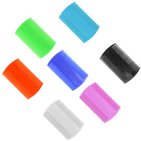 7 Pièce Peigne Anti Poux Double Face,Peignes à poux en plastique,Peigne à Poux de Tête à Dents Fines,Peigne de toilettage Animaux domestique,Multicolores Peigne Anti Poux