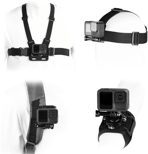 BRDRC Accessories Kit for GoPro, Head Chest Mount Strap Harness Backpack Clip Holder Wrist Strap, 360°Rotating Adapter + Quick Release for DJI Action 5 Pro 4 3, for Go Pro Hero Camera Accessory Bundle