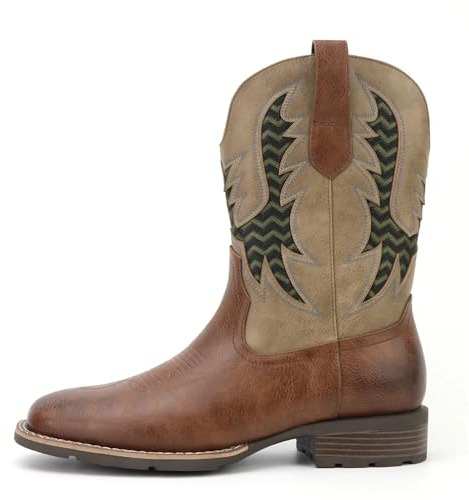 GIJMZY cowboystövlar män män vintage broderade personlighet cowboystövlar randiga broderade enfärgade stövlar (42)