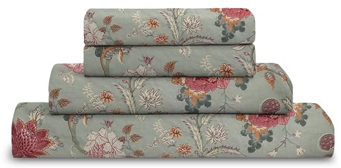 Cotton Comfort Bedding 4PC Floral Printed Bed Sheet Set King – 100% Egyptian Cotton 400 Thread Count | Includes Fitted Sheet, Flat Sheet & 2 Pillowcases | Soft Luxury Floral Bedding Set