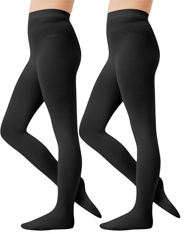 CozyWow Strumpbyxor flickor 60 Den halvogenomskinliga balettstrumpbyxor mikrofiber dansstrumpbyxor med fot, 2x svart, 6-8 år