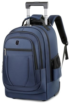FANDARE 35 l rullväskor för 15,6 2-i-1 bärbar dator väska herr lärare med snabbrullande resväska resväska urban rullande laptopväska handdukar, Färg: blå, L