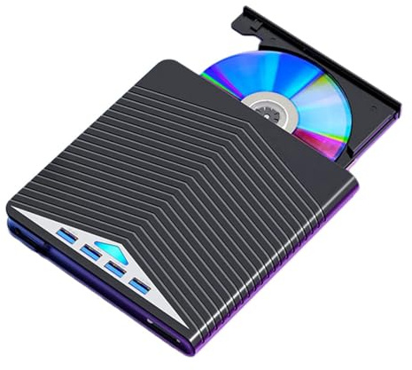 Dcaknri Unidad de lector de disco externo de 7 puertos USB 3.0 tipo C, conexión de velocidad rápida para laptop, escritorio, PC, amplia compatibilidad, lector externo de alta velocidad