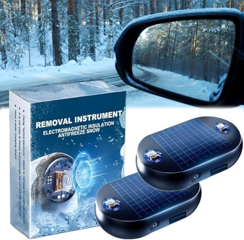xinrongda 2Pcs Cars Defroster, Electromagnetic Car Defroster Heater Device, Electromagnetic Wave Snow Removal Device, Car Deicer, Antifreeze Snow Removal Instrument, Windshield Defroster