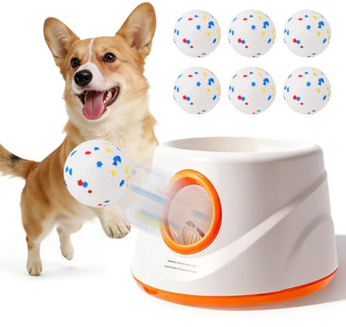 HuuppHip Lanzador de pelotas automático, lanzador de pelotas interactivo, lanzador de pelotas automático interactivo para perros pequeños y perros
