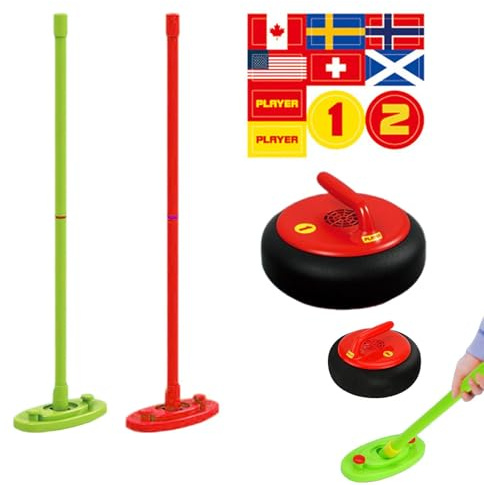 Juguete de Curling - Juego de Curling competitivo al Aire Libre, Equipo dè Juego d́e Piso | Equipo dë cùrling ďe Hielo Luz eléctrica Deportes dė Interior y Exterior para niños Cuŗling Padres-