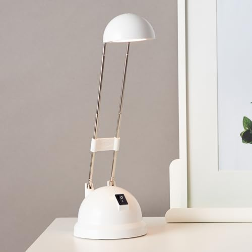 Lightbox LED Schreibtischlampe mit warmweißem Licht - schwenkbare | weiße LED Schreibtischlampe mit warmweißem Licht - schwenkbare Tischleuchte mit Kippschalter - Kunststoff/Metall Weiß - 44cm