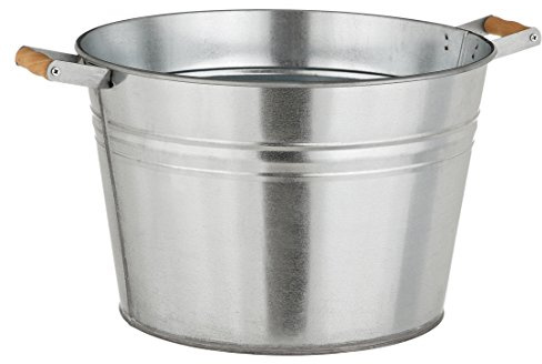 Dehner Pflanzkübel, Ø 36 cm, Höhe 25 cm, verzinkt, silber