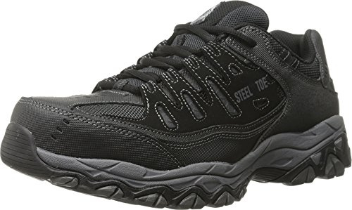 Skechers Men's Cankton Steel Toe Construction Shoe - Electrical Hazard Rated, Memory Foam, Black/Charcoal, 11.5 Wide