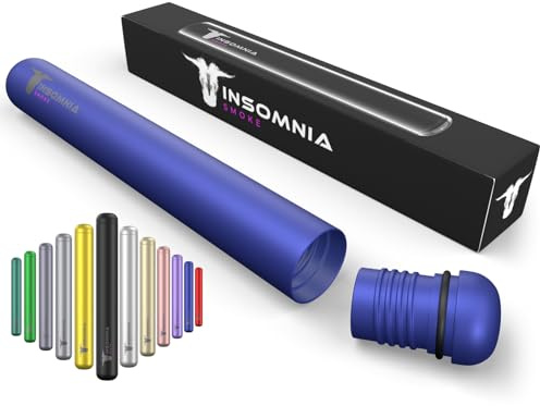 Insomnia Smoke Joint Hülle | Geruchsdicht Metall Joint Tube für vorgedrehte Hülsen & Pre Rolled Cones | Robuste Aufbewahrung & Transporthülle, Joint Case Edelstahl, Jointbox (Blau)